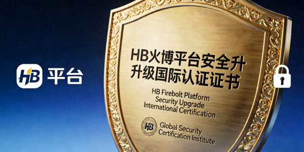 HB火博平台安全升级获得国际认证证书展示 - 金色盾牌形状证书